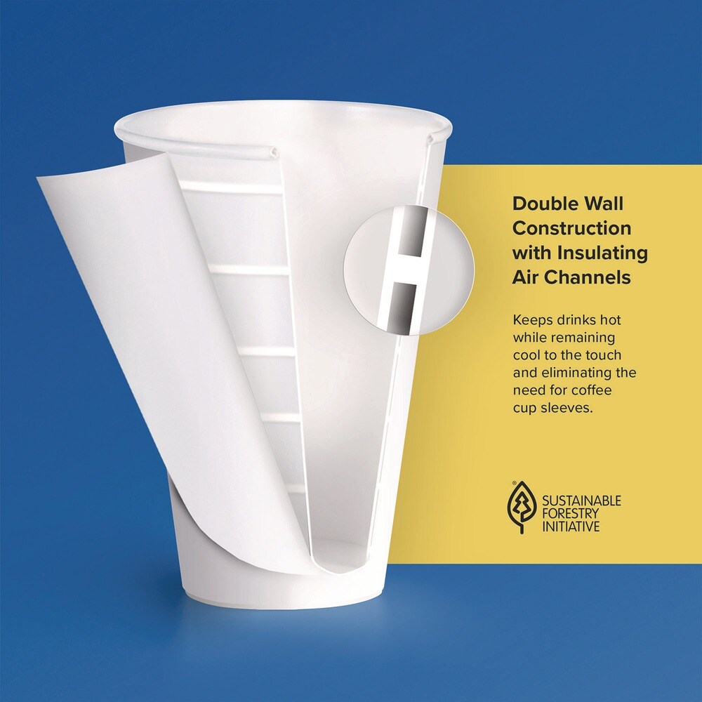 Dart Thermoguard 8 oz. Insulated Paper Hot Cups - White Sustainable Forest Design (40/Pack)