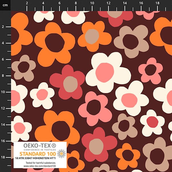 Fabric Stof Dark Red Floral AVALANA Jersey by the Quarter Yard 19-1194