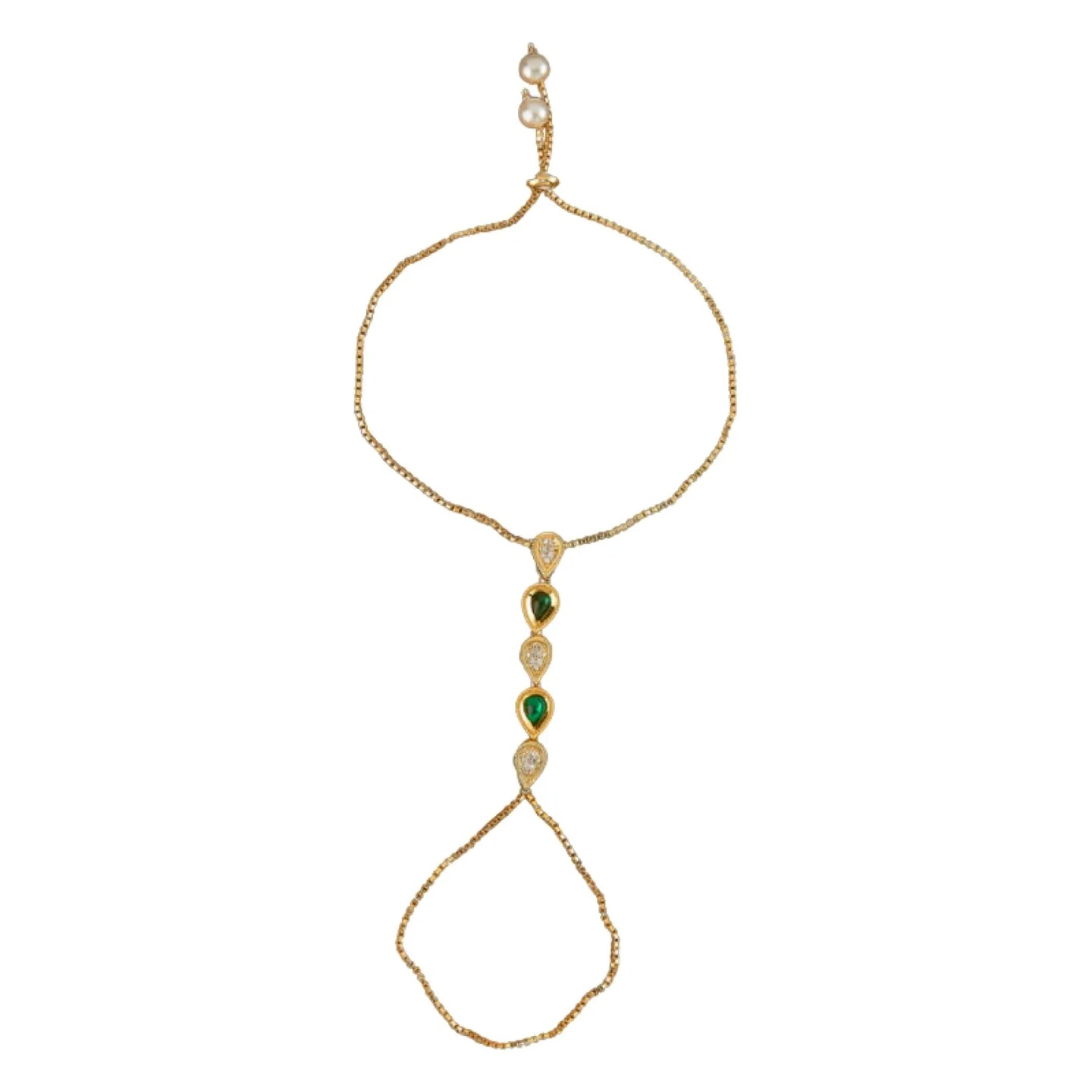 Palm Chain Bracelet for Women Kundan Indian Bridal Gold Plated Haath Panja Bracelets Finger Ring Bracelets Adjustable Luxury Classic Trendy Jewelry Bridesmaid Gift