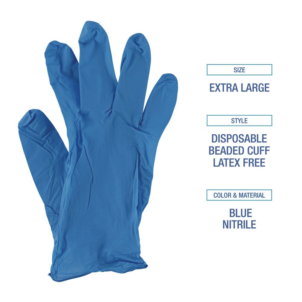 Boardwalk 5 mil Disposable Powder-Free Nitrile Gloves - X-Large, Blue (100/Box)