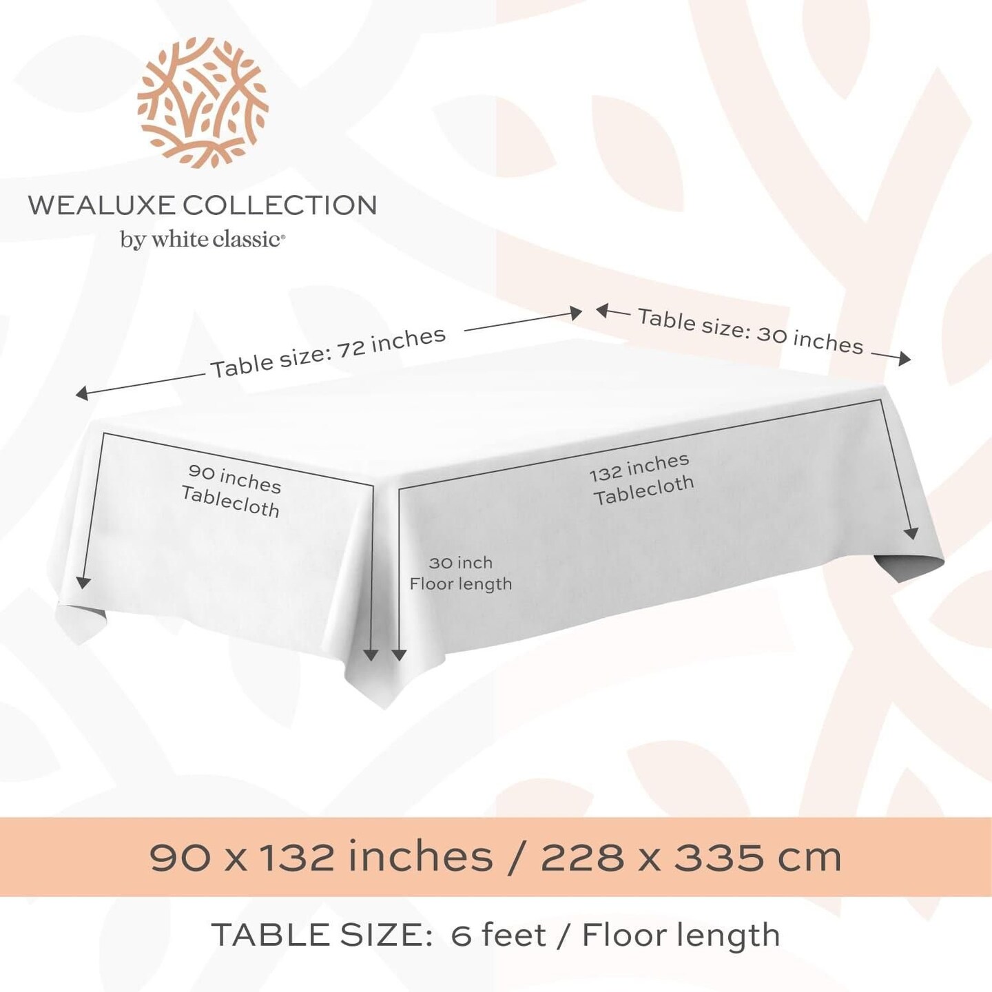 Edge Collections -90" x 132"-White-Elegant Tablecloth for Special Events and Everyday Use-2 pcs