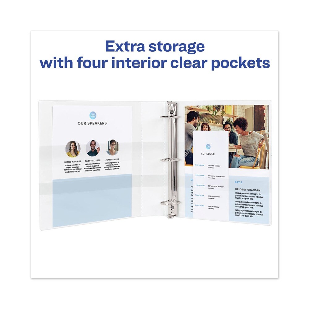 Avery 3 Slant Rings 1.5 in. Capacity 11 in. x 8.5 in. TouchGuard Protection Heavy-Duty View Binders - White