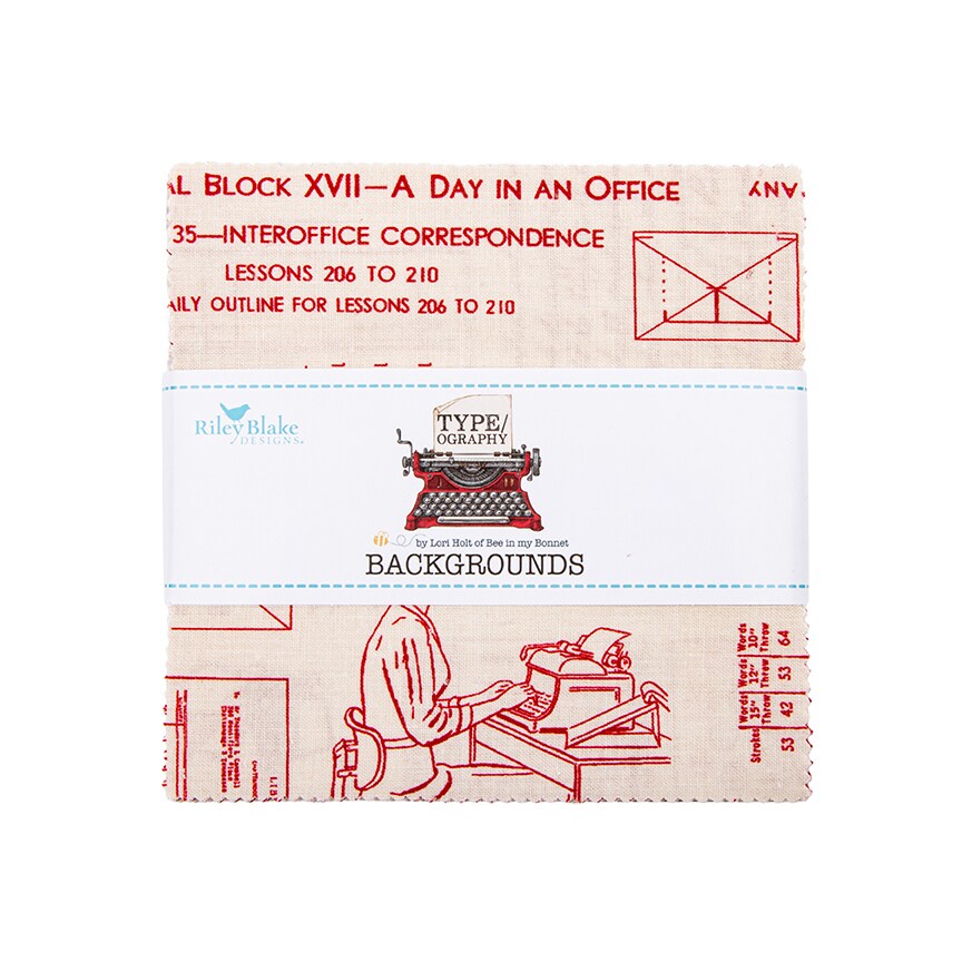 TYPEography 5" Square Pack (Charm Pack / 5" Stacker) in Low Volume by Lori Holt for Riley Blake (5-16850B-42)