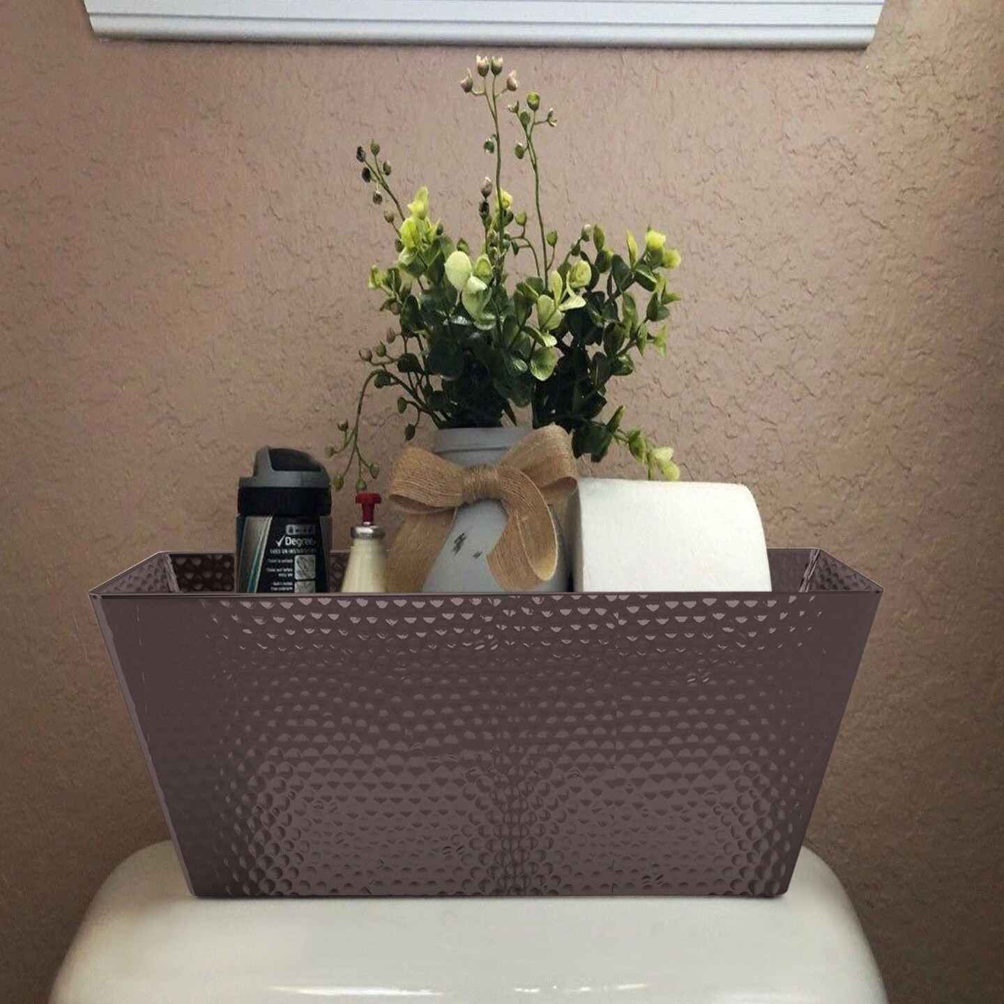 Hammered Stainless Steel Vanity Toilet Tank Tray | Oil-Rubbed Bronze Finish | Modern Bathroom Accessory