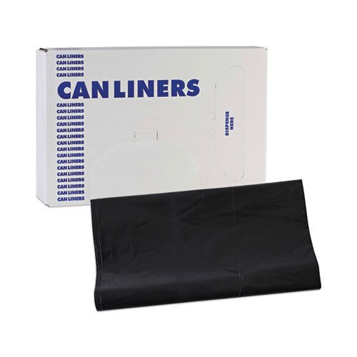 Boardwalk 56 Gallon 1.7 mil 43 in. x 47 in. Flat Pack Linear Low Density Industrial Can Liners - Black (100/Carton)