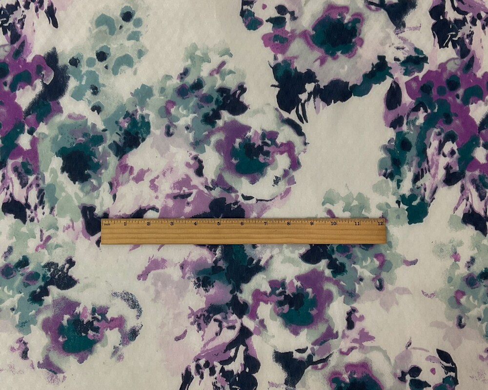 Off-White-Multi Poly Floral Print Ogee Dobby Chiffon Woven Fabric By the Yard