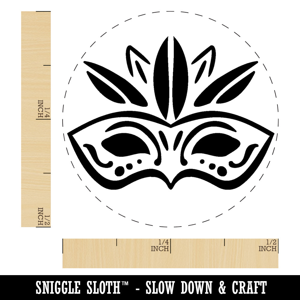 Mardi Gras Feather Party Mask Rubber Stamp for Stamping Crafting Planners