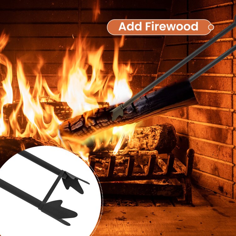 5-Piece Fireplace Tools with Stand for Ashes, Firewood, and Home Fireplace