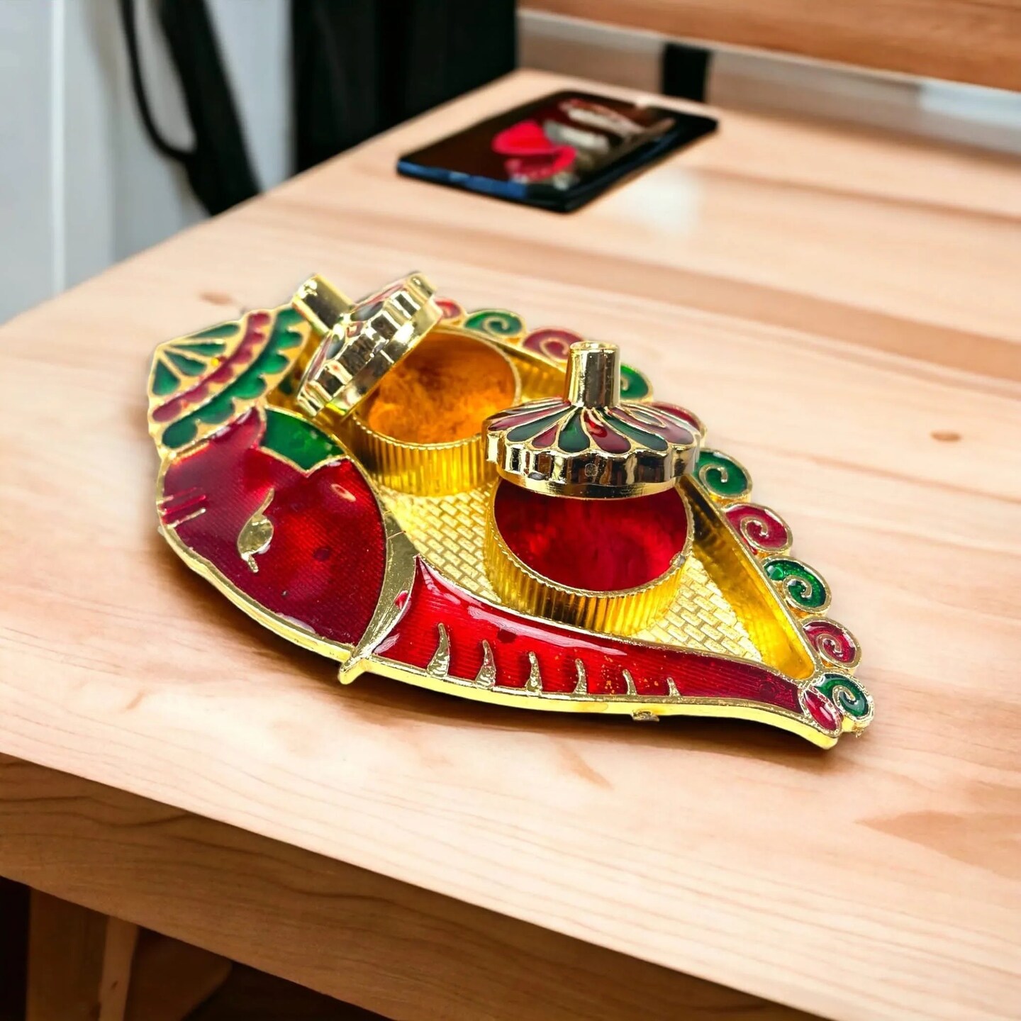 Bulk Ganesh Shankh Haldi Kumkum Holder Roli Chawal/rice Holder Indian Festival Rakhi Pooja Thali Pooja Return Gift Indian Housewarming Gifts Wedding Favor