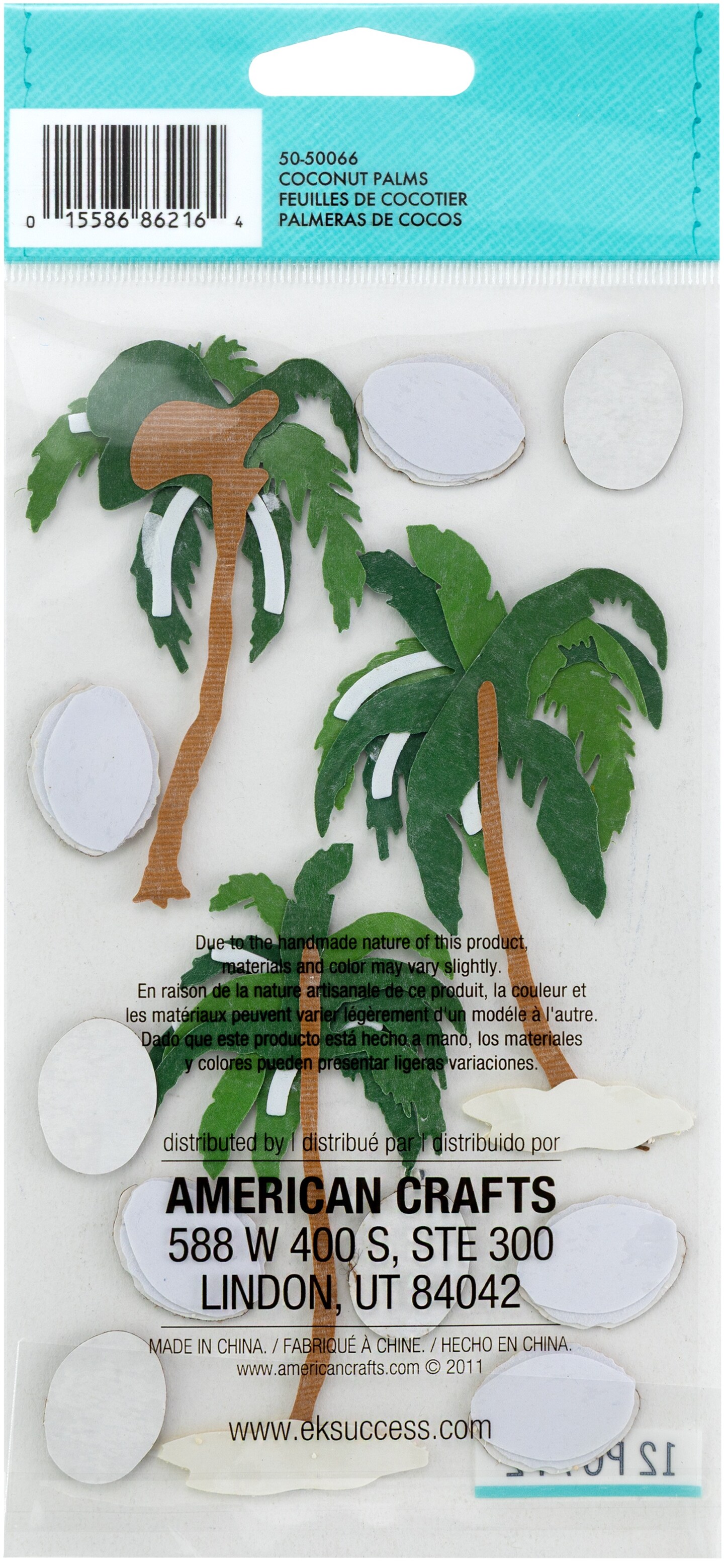 Jolee's Boutique Le Grande Dimensional Stickers - Coconut Palms, 12pcs