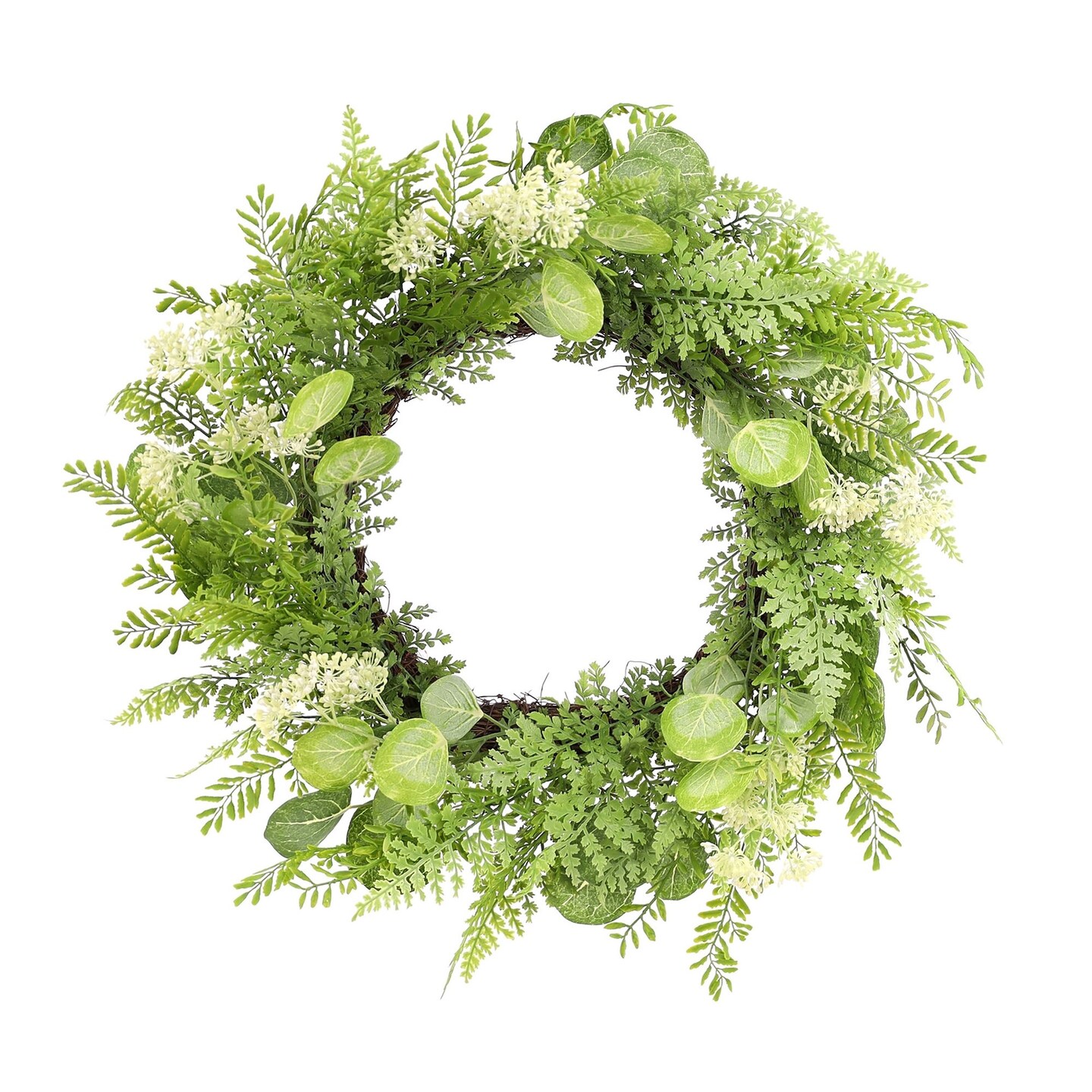Edge Collections-27.5" x 27.5"-Green-Elegant Artificial Fern Wreath for Home Decor-1 pcs