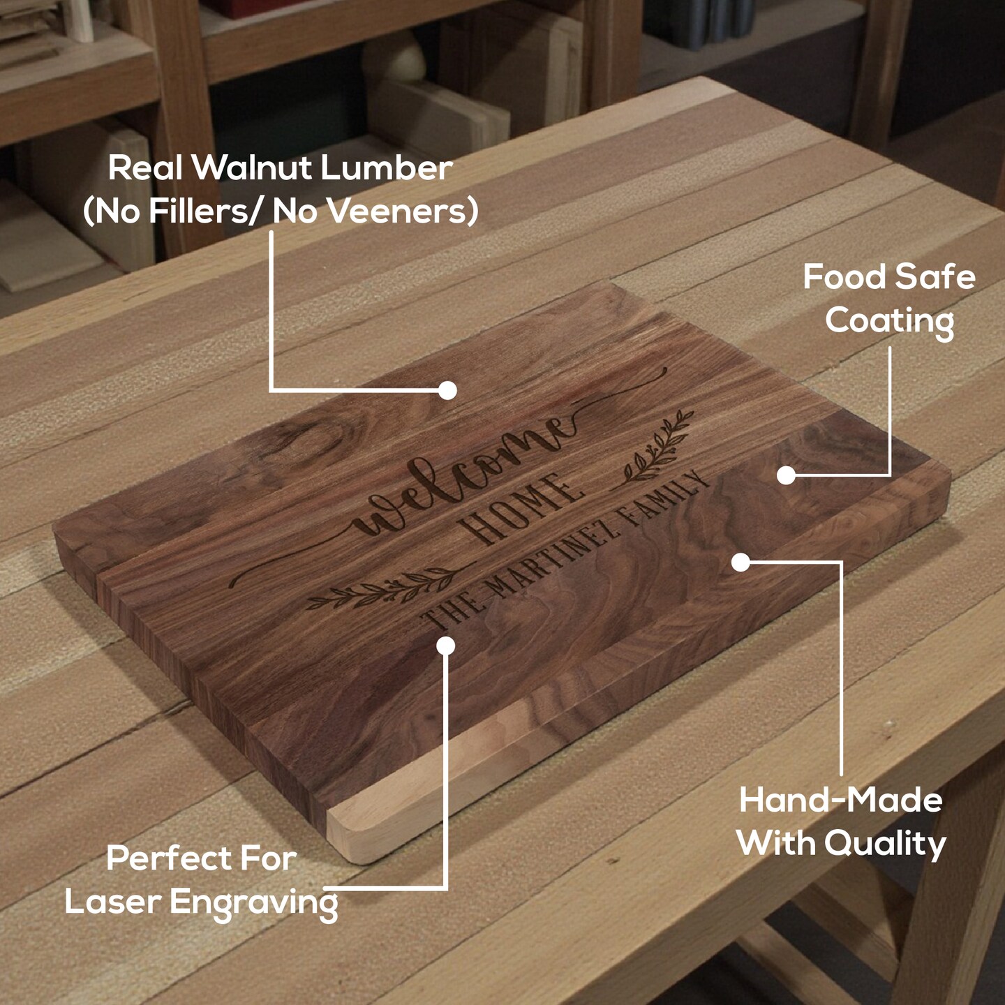 MakerFlo Blank Cutting Boards – Walnut, Rubberwood & Bamboo | Bulk & Wholesale Engraving Blanks for Crafters, Laser Engravers, Small Businesses & DIY Makers