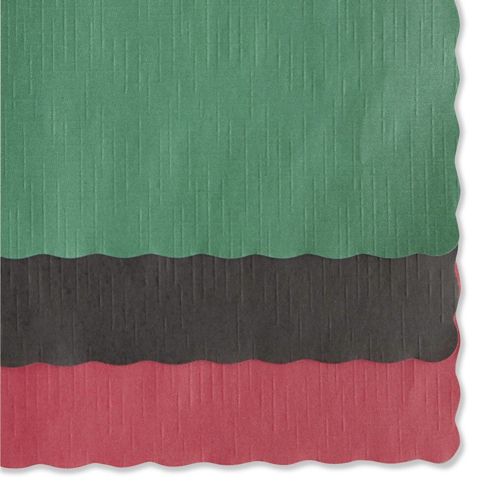 Hoffmaster 9-1/2 in. x 13.50 in. Solid Color Scalloped Edge Placemats - Hunter Green (1000/Carton)