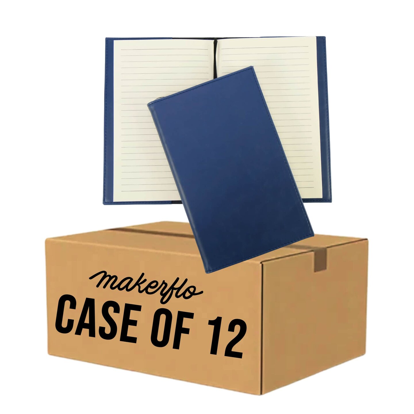 MakerFlo Laserette™ Journal Notebook – Pack of 12 Engravable and Refillable Vegan Leather Journal with Lined Pages and Gift Box, Wholesale & Bulk