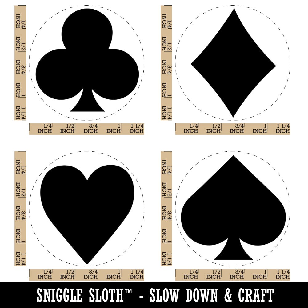 Playing Card Suit Symbols Clubs Diamonds Hearts Spades Rubber Stamp Set for Stamping Crafting Planners