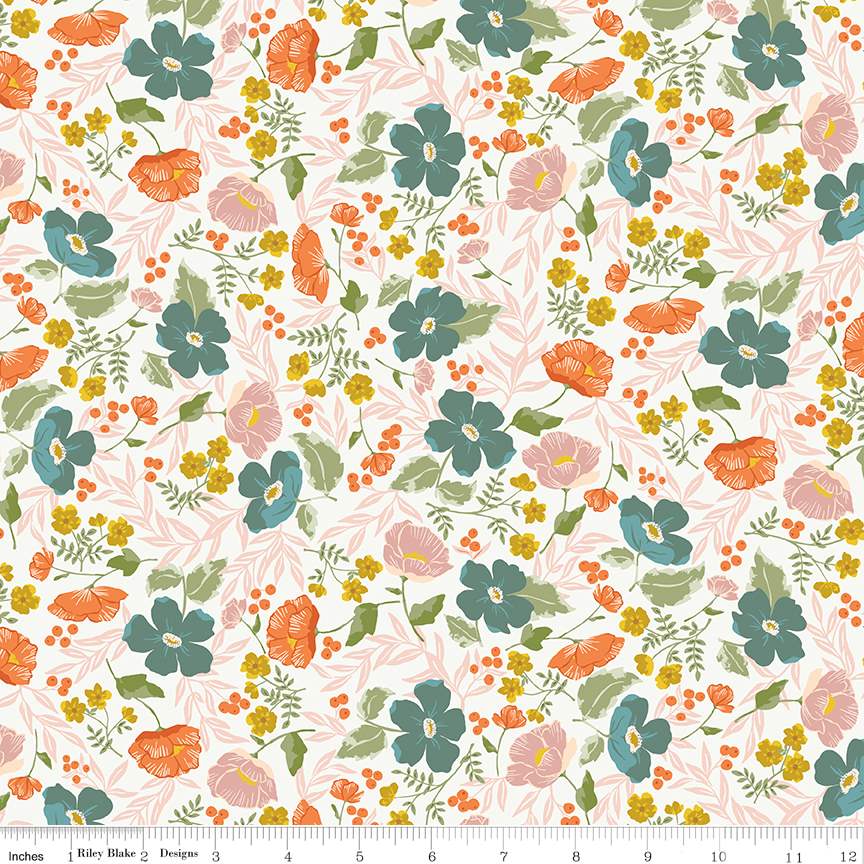 Fabric Riley Blake Cloud Boho Blooms Winged Medley by the Quarter Yard C15912-CLOUD