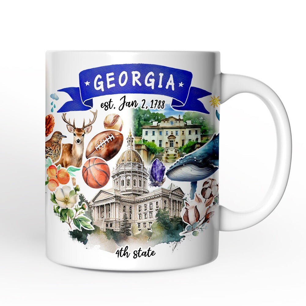 Artistic Georgia State Themes and Landmarks Mug