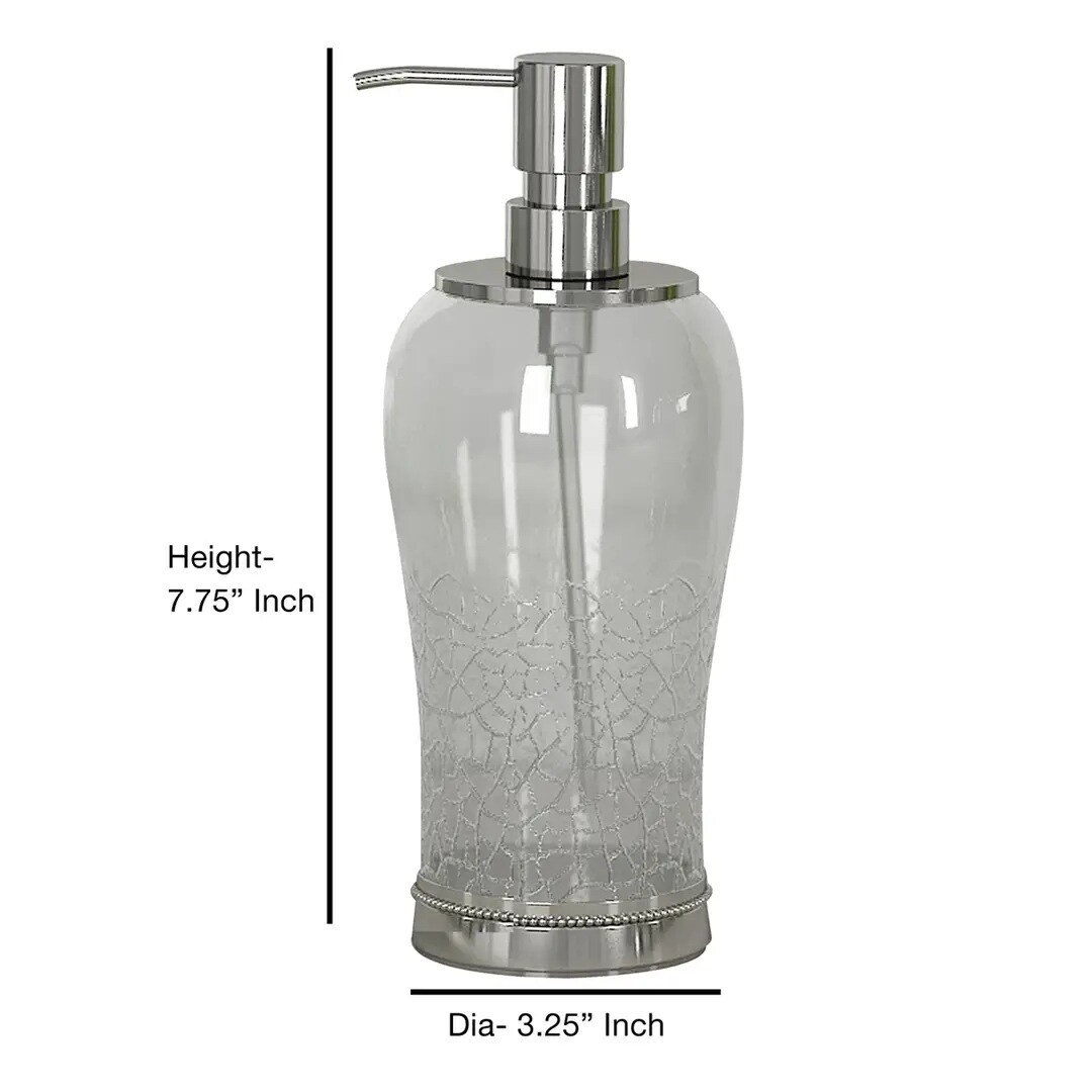 Glass Soap Dispenser Pump Bottle | Bathroom & Kitchen | Holds Soap, Lotion & Sanitizer | Crackle Glass
