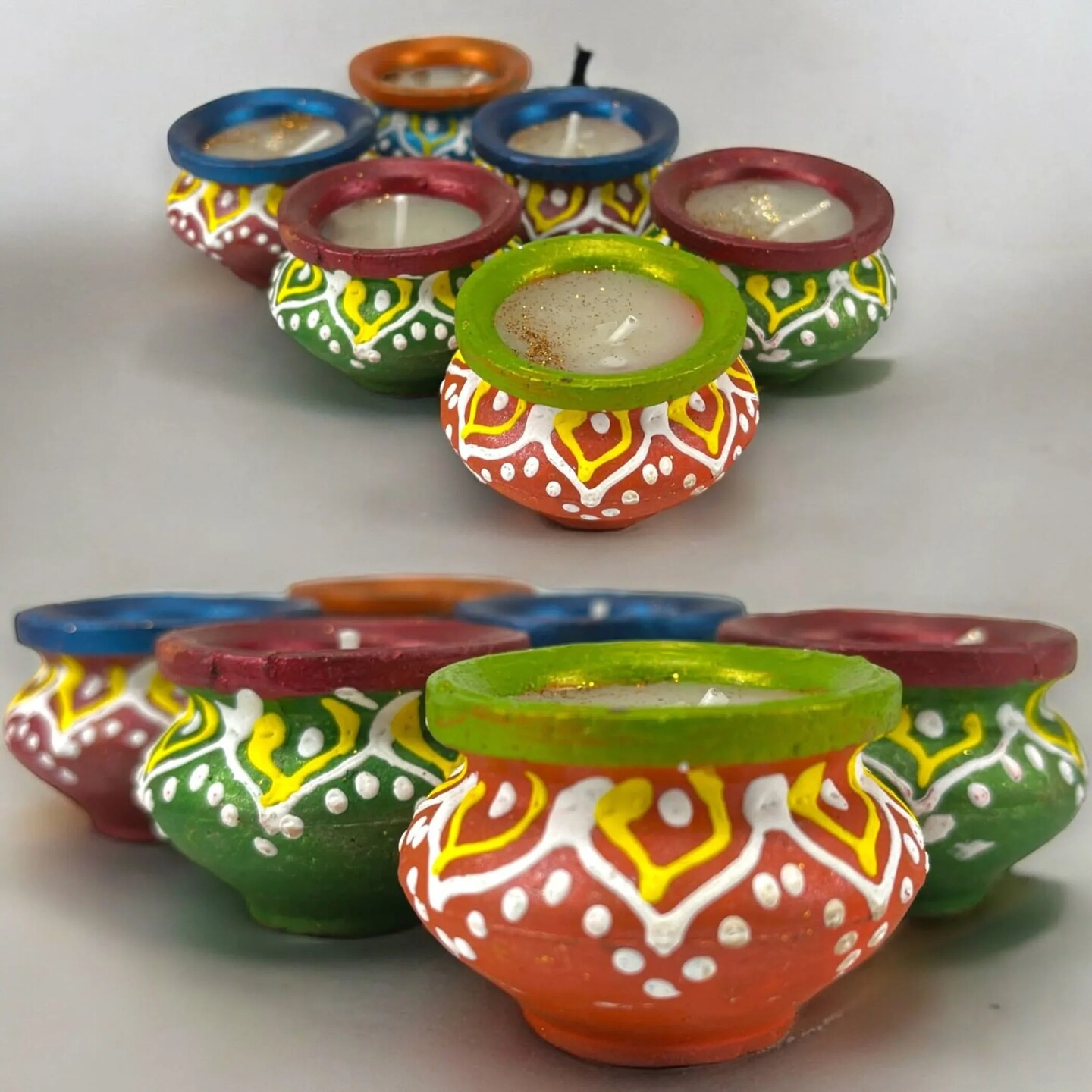 Matki Clay Diya Wax Filled Handmade Traditional Diyas for Diwali Pooja Vilakku Oil Lamp Tealight Deepawali Decoration Indian Gift Items Home Temple Decor