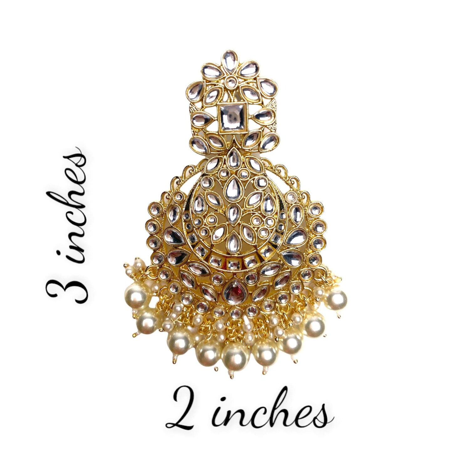 Indian Jhumka Earrings for Women - Indian Beaded Kundan Jhumka Ethnic Chandbali Earrings Faux Kundan & Pearl Beaded Bollywood Style Dangle Earring Jewelry for Bride | Birthday Gift for Her