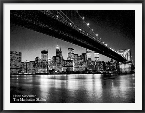 Framed Art Manhattan Skyline by Henri Silberman - Modern Cityscape 35.5 x 24.5 inch