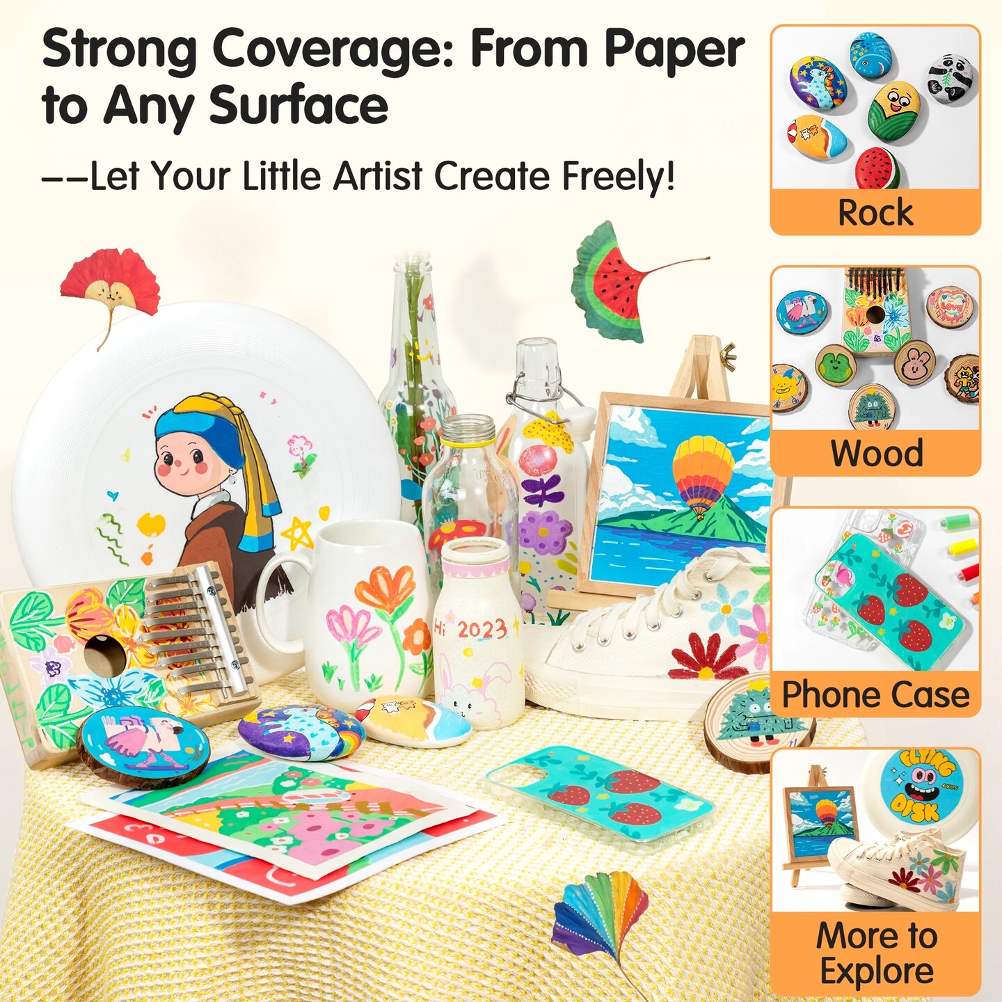 24 Colors Acrylic Paint Markers, Water-Based Acrylic Paint Pens for Rock Painting, Ceramic, Wood, Canvas, Plastic, Glass, Stone, Calligraphy, Card Making, DIY Crafts