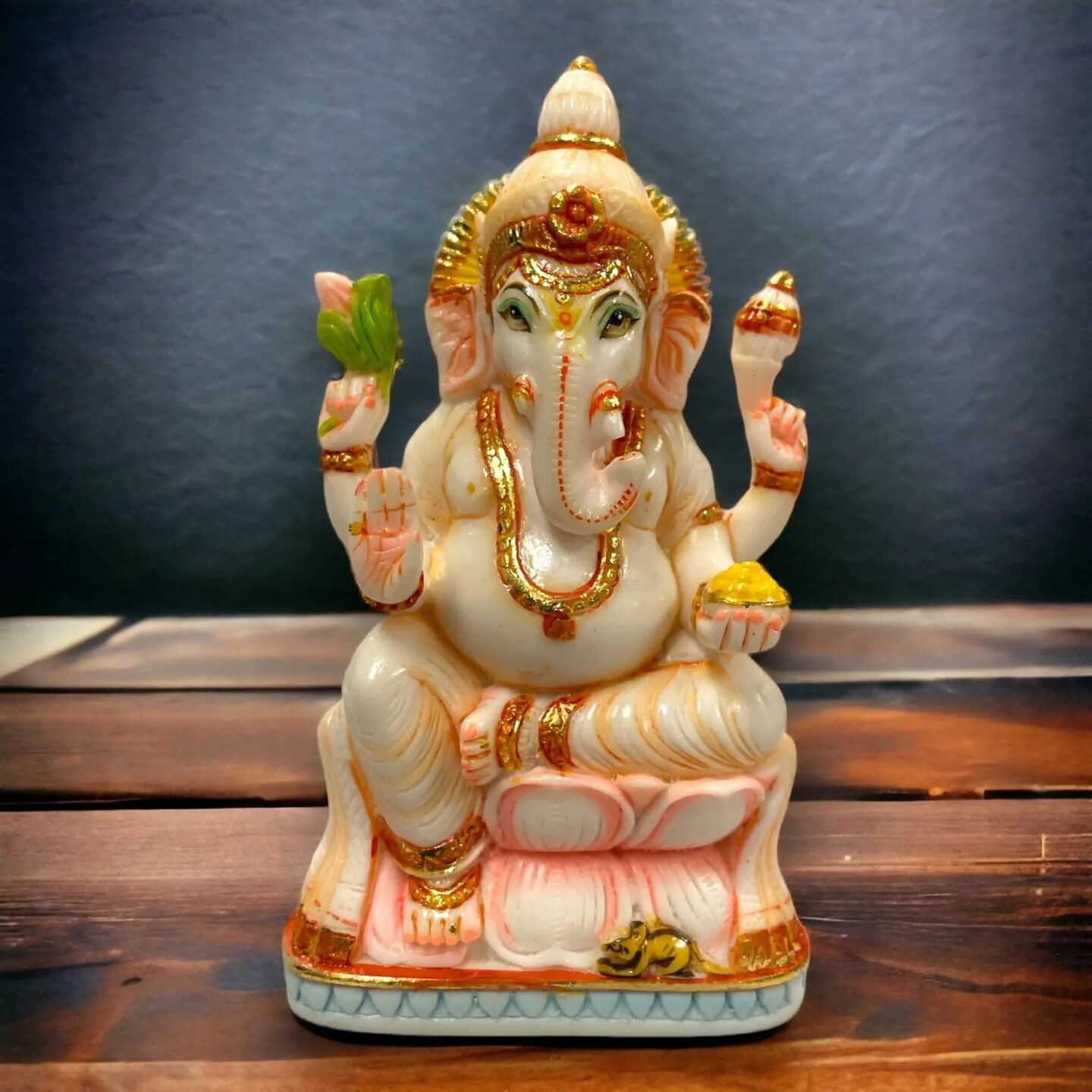 Laksmi and Ganesha Idol Pair Culture Marble Statue Laxmi Ganpati Figurine God of Luck and Success Idol Showpiece for Home Decoration and Car Dashboard Diwali Decoration