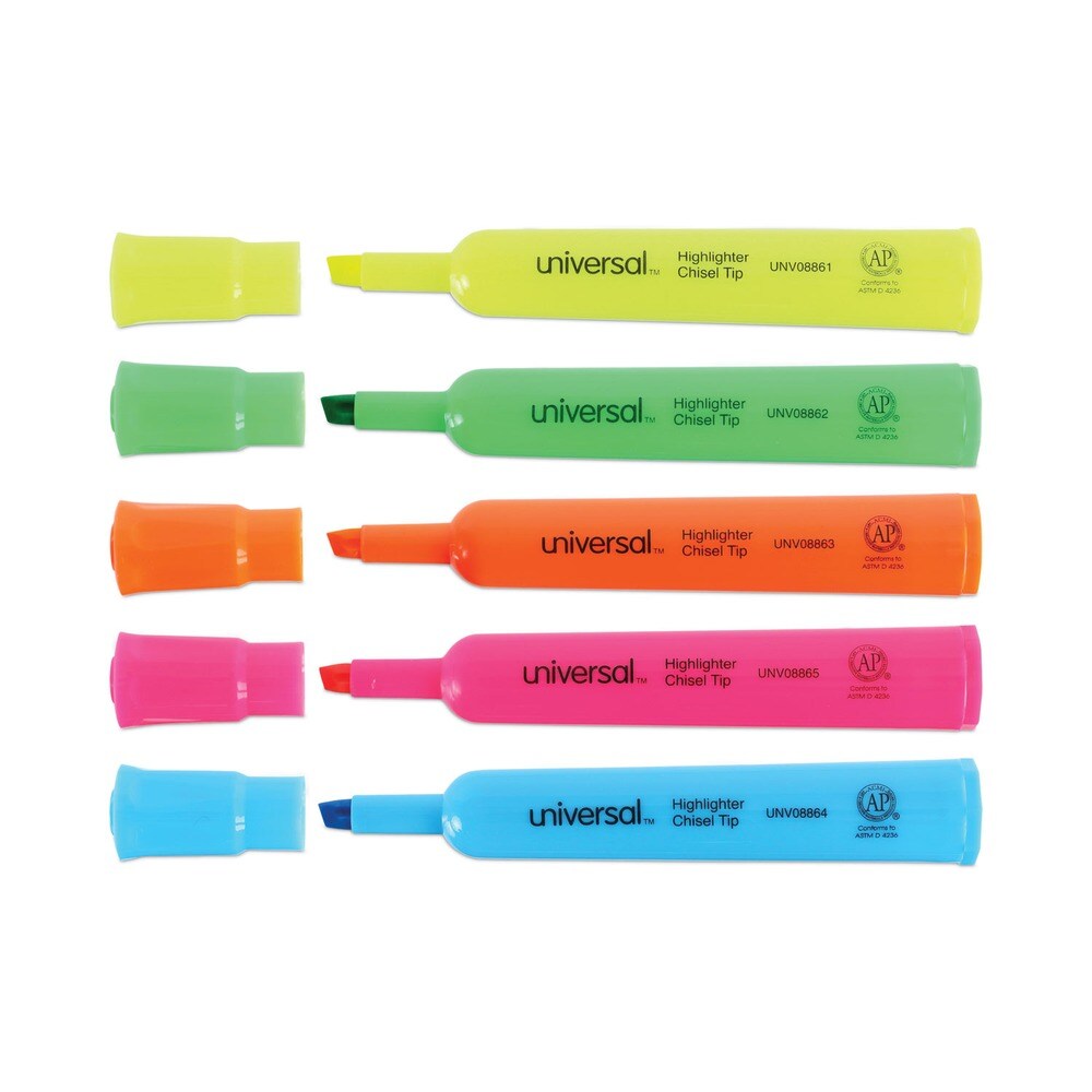 Universal Chisel Tip Desk Highlighters - Assorted Color (12/Set)