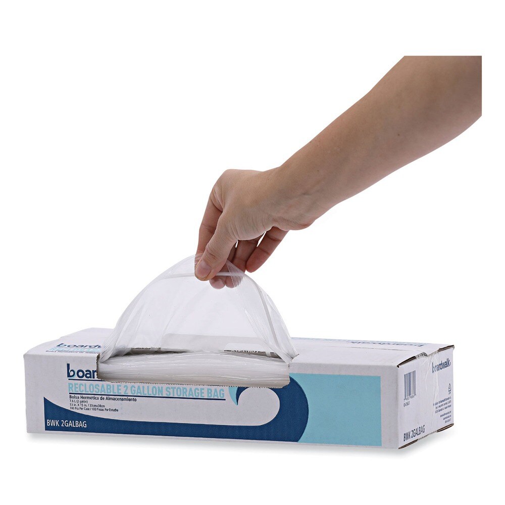 Boardwalk 2 Gallon 13 in. x 15 in. Reclosable Food Storage Bags - Clear (100/Box)