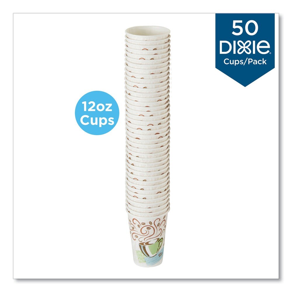 Dixie PerfecTouch 12 oz. Paper Hot Cups - Coffee Haze Design (50/Pack)