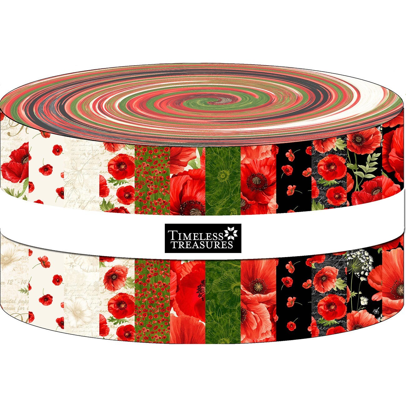 Fabric Timeless Treasures Precuts Poppy Passion 40pc 2.5" Strip Roll CPSTRIP40-CD-PASSION
