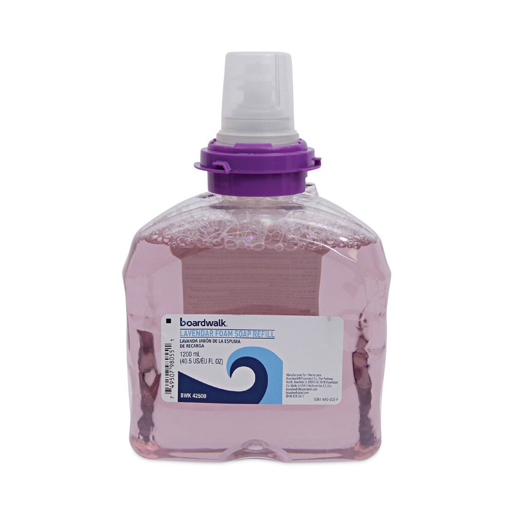 Boardwalk 1200 mL 6 in. x 4.05 in. x 10.58 in. Touch-Free Foam Soap Dispenser and 1200 mL Cranberry Scent Lavender Foam Soap Refill Bundle (2 Refill/Carton)