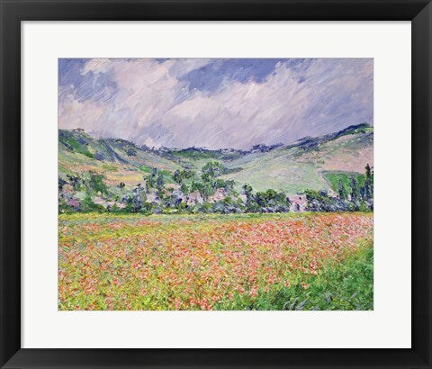 Framed Art The Poppy Field near Giverny, 1885 by Claude Monet Wall Decor 18x24 Artwork