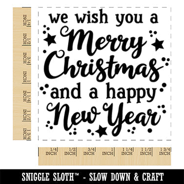 Wish You Merry Christmas Happy New Year Square Rubber Stamp for Stamping Crafting