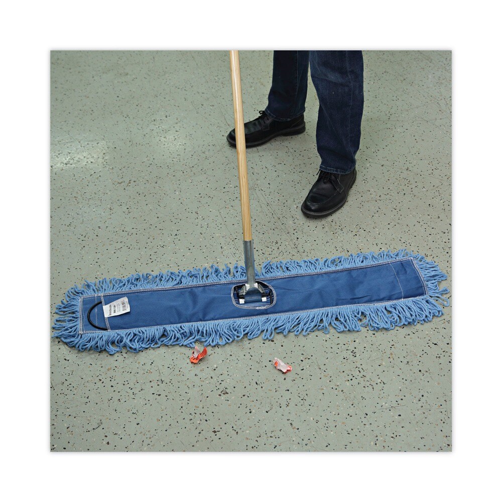 Boardwalk 60 in. Natural Wood/Metal Handle 36 in. x 5 in. Blue Blended Synthetic Head Dry Mopping Kit (1-Kit)