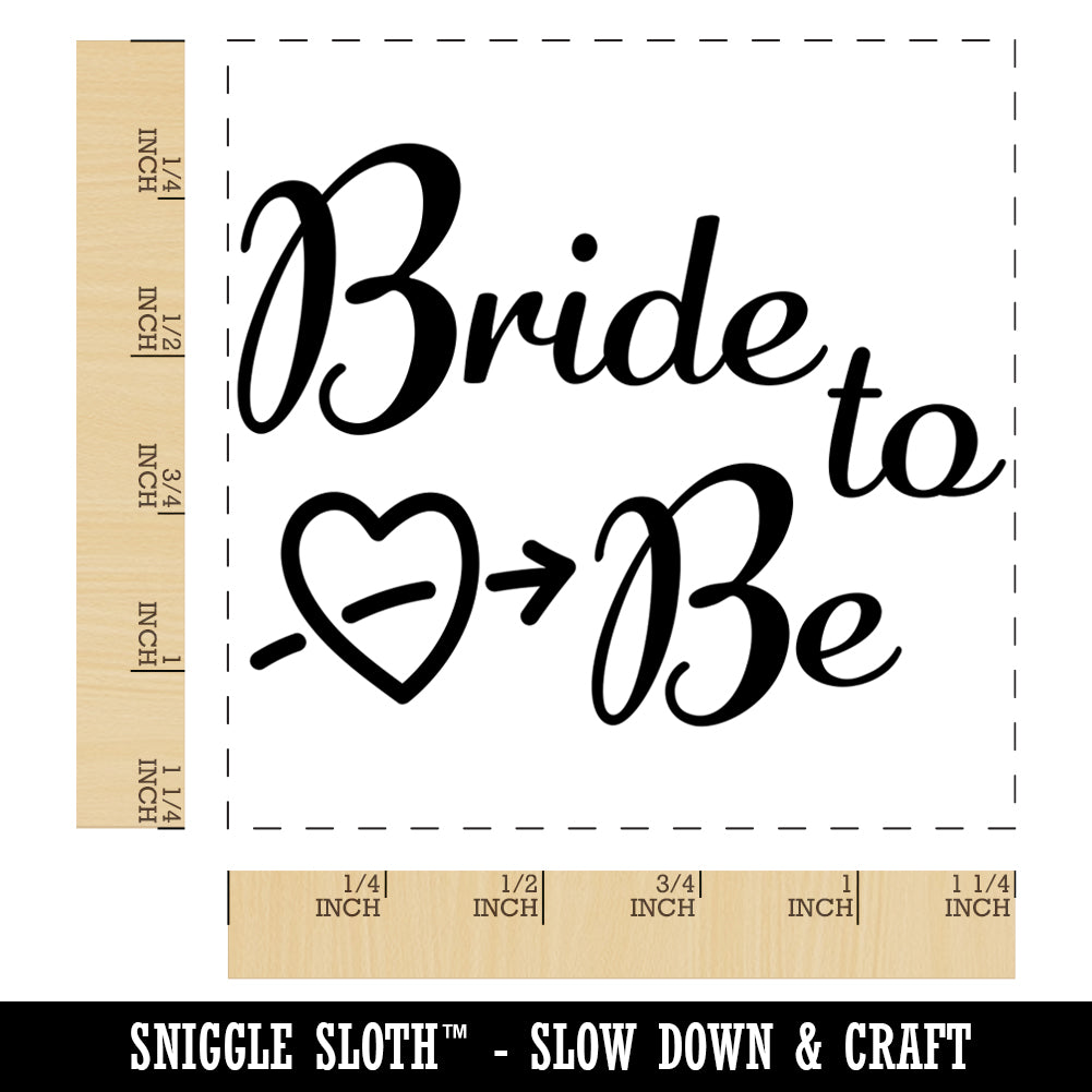 Bride to Be with Heart Wedding Bridal Shower Square Rubber Stamp for Stamping Crafting