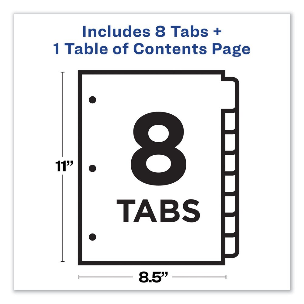 Avery 1 - 8 Tab 11 in. x 8.5 in. Customizable TOC Ready Index Divider Set - Multicolor (1 Set)