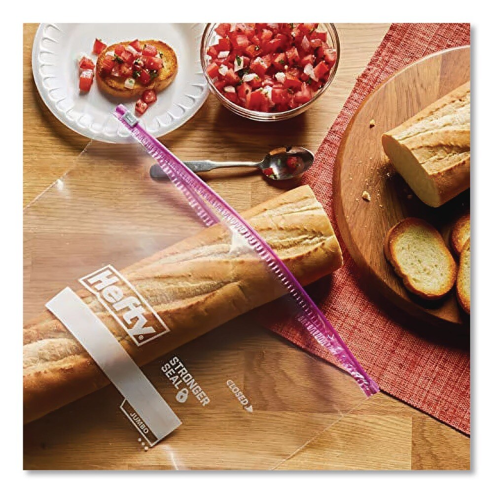 Hefty 14.38 in. x 9 in. Slider Food Storage Bags - Clear/Jumbo (12/Box)