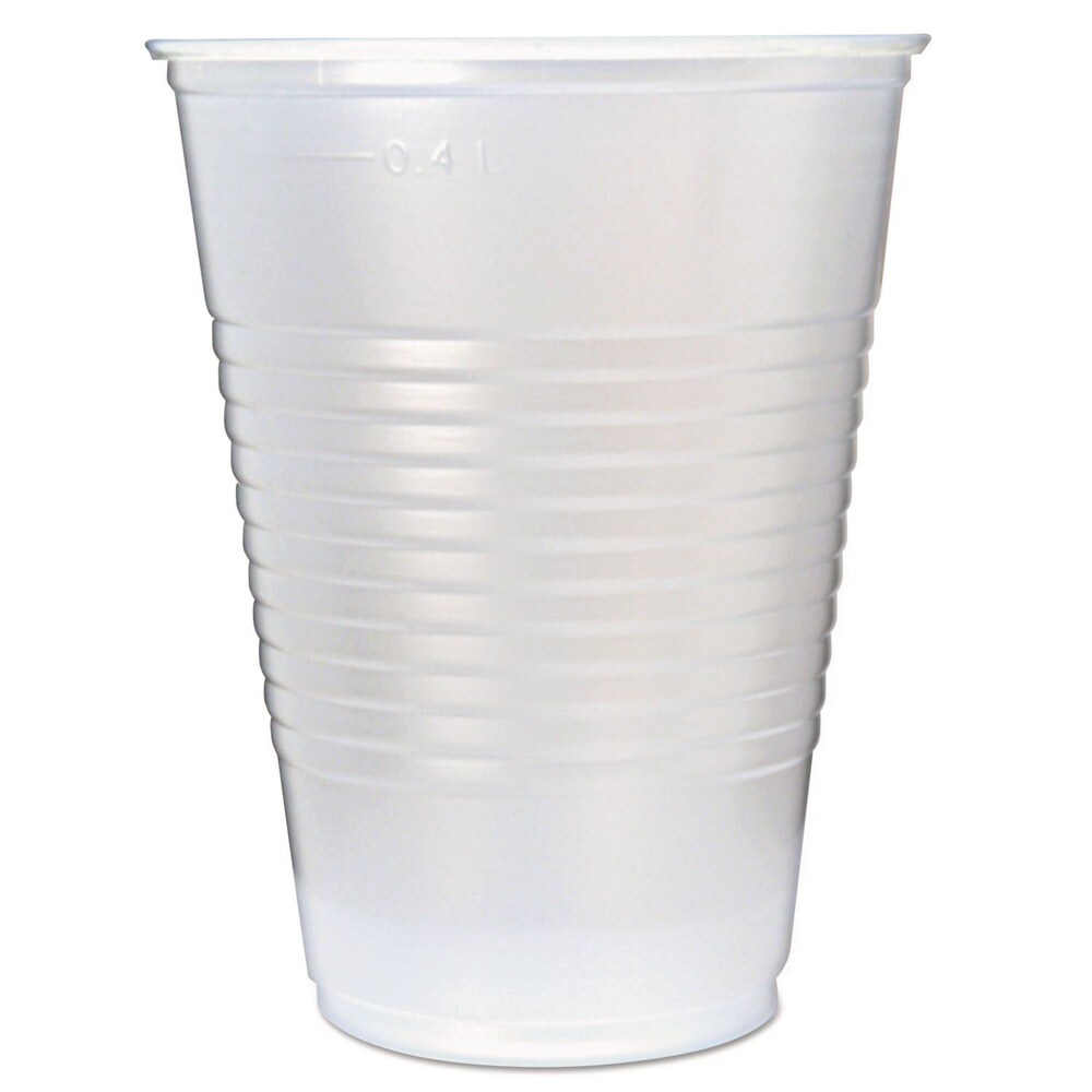 Fabri-Kal RK 16 oz Ribbed Plastic Cold Drink Cups - Translucent (50/Sleeve, 20 Sleeves/Carton)
