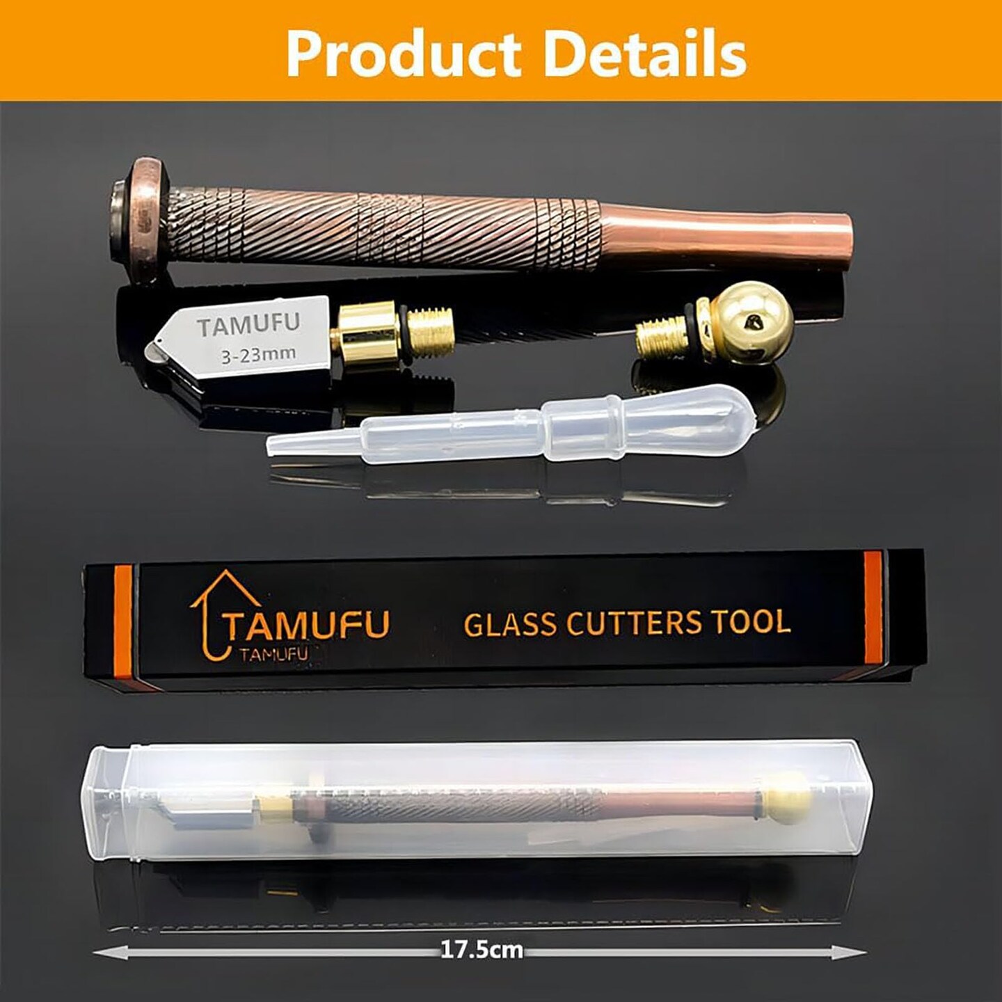 Glass Cutters Tool 3-23mm- Glass Cutting Tool for Thick Glass Tiles Mirrors and Mosaics- Glass Cutting Kit with Professional Carbide Tip and Automatic Oil System