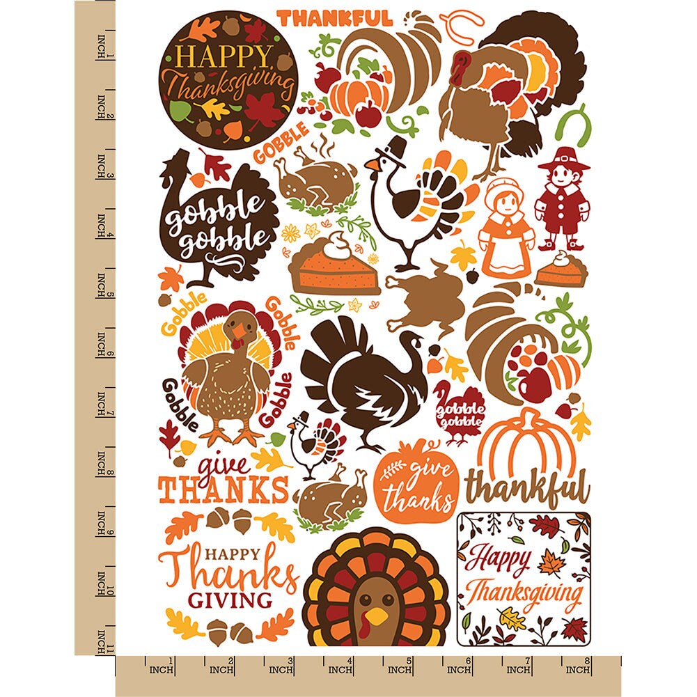 Thanksgiving Turkey Fall Autumn Temporary Tattoo Water Resistant Fake Body Art Set Collection