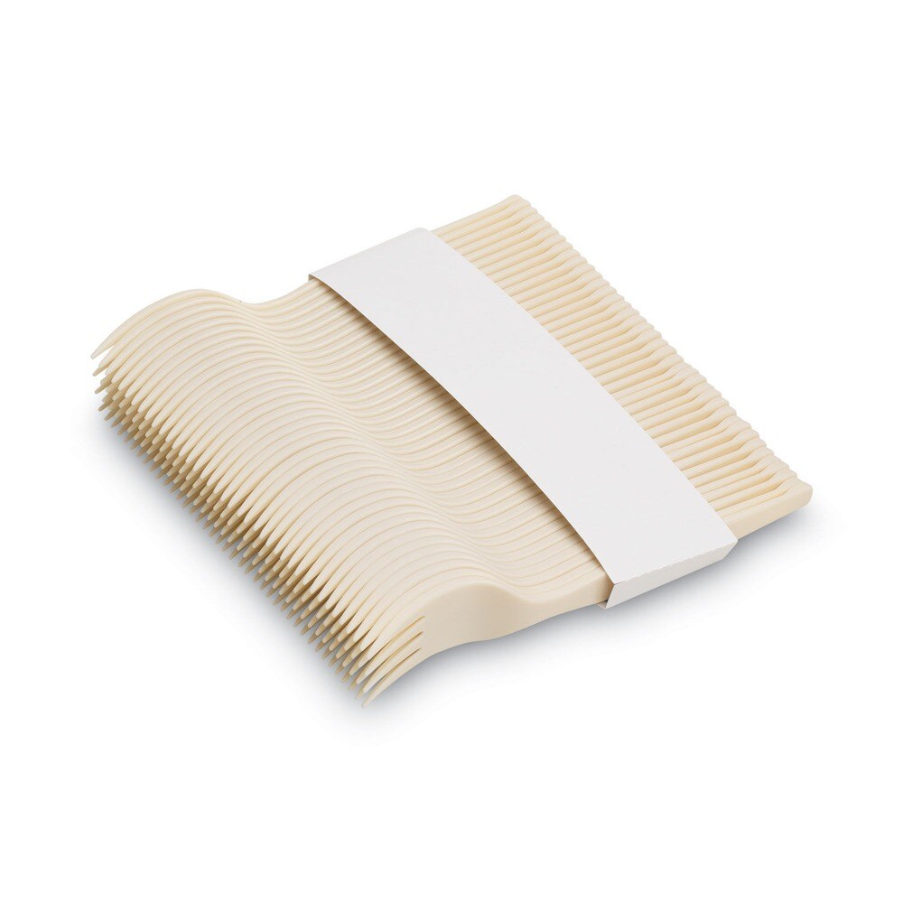 Dixie SmartStock Series-O 6.5 in. Mediumweight Bio-Blend Plastic Cutlery Forks Refill - Beige (40/Pack, 24 Packs/Carton)