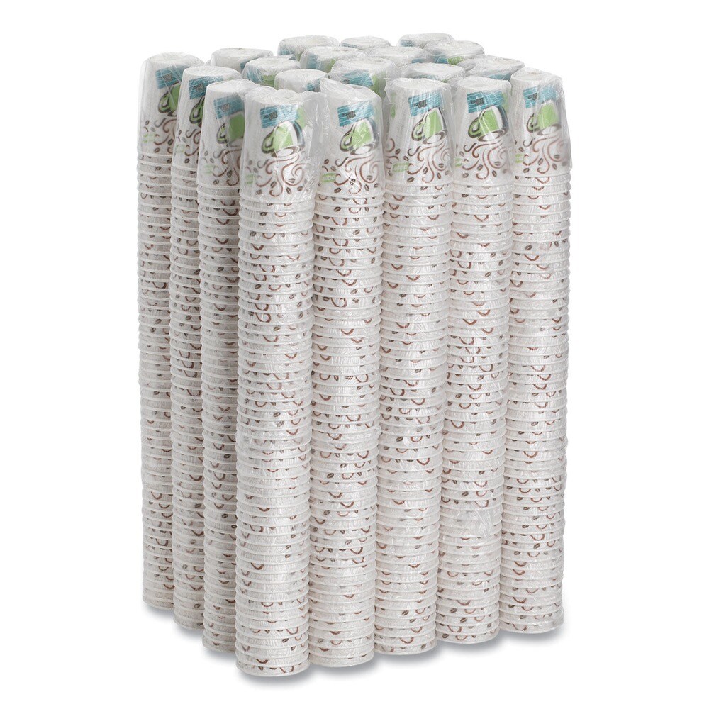 Dixie PerfecTouch 12 oz. Individually Wrapped Paper Hot Cups - Coffee Haze Design (1000/Carton)
