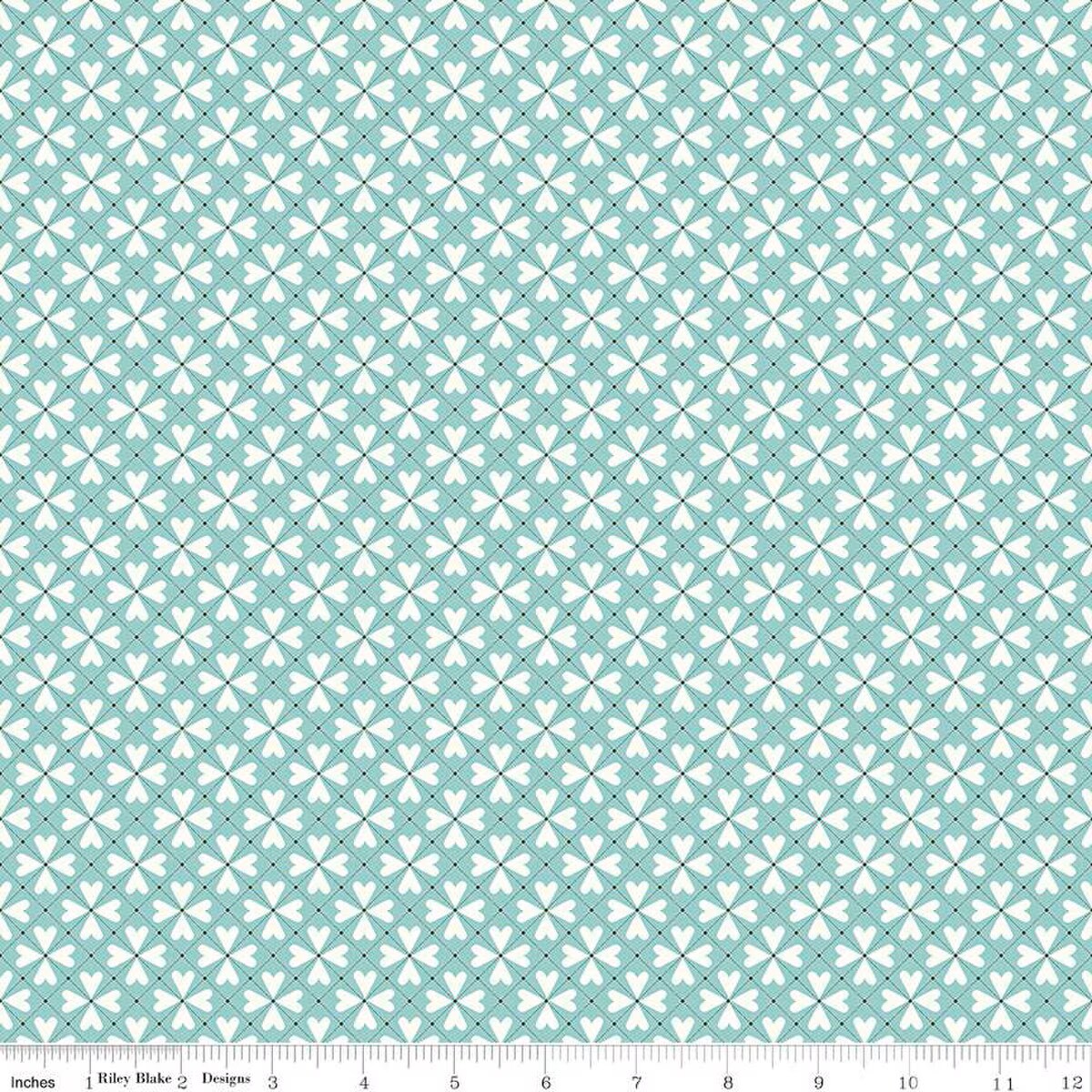 Fabric Riley Blake Aqua Heart Grids You & Me by the Quarter Yard C15405-AQUA
