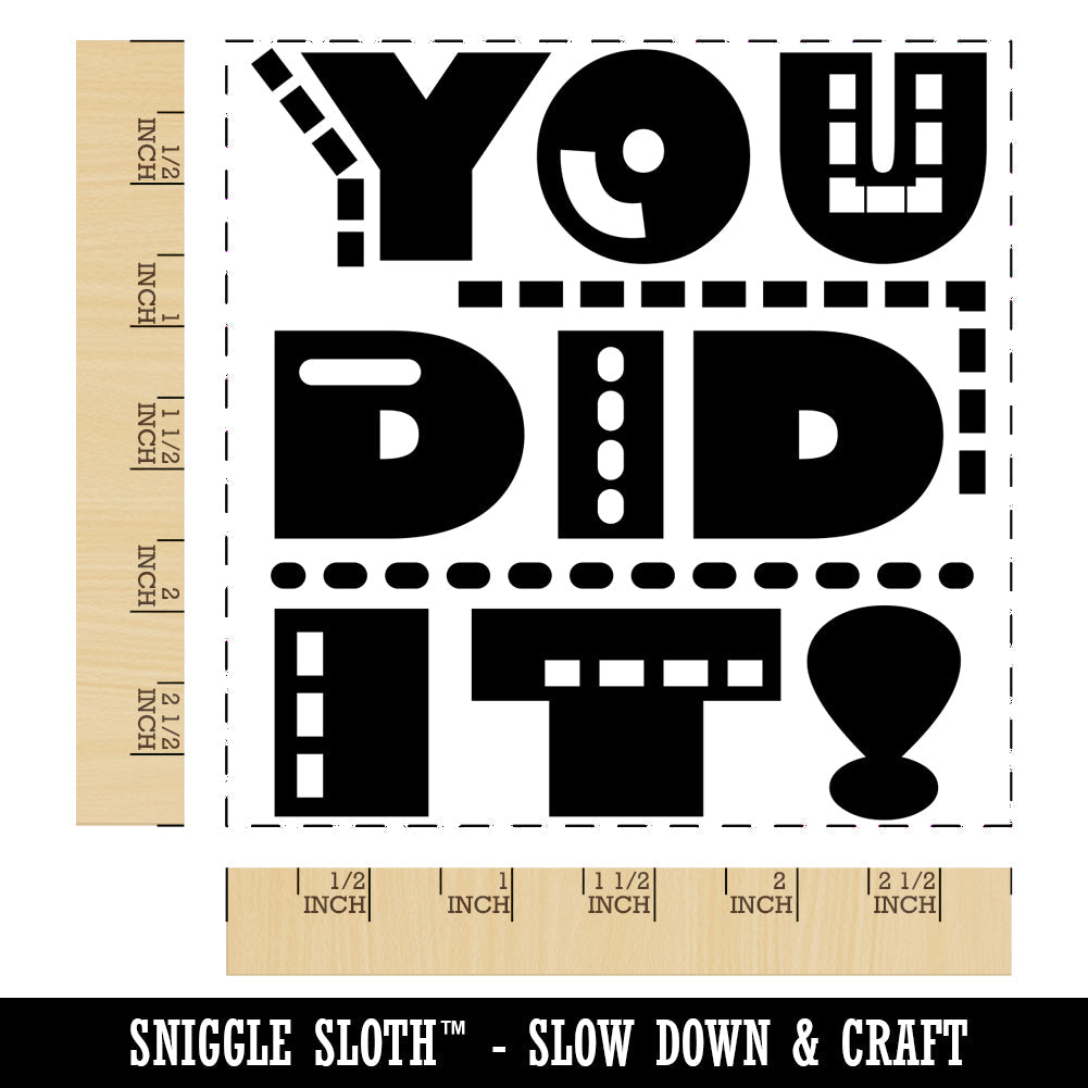 You Did It Fun Text Congratulations Square Rubber Stamp for Stamping Crafting