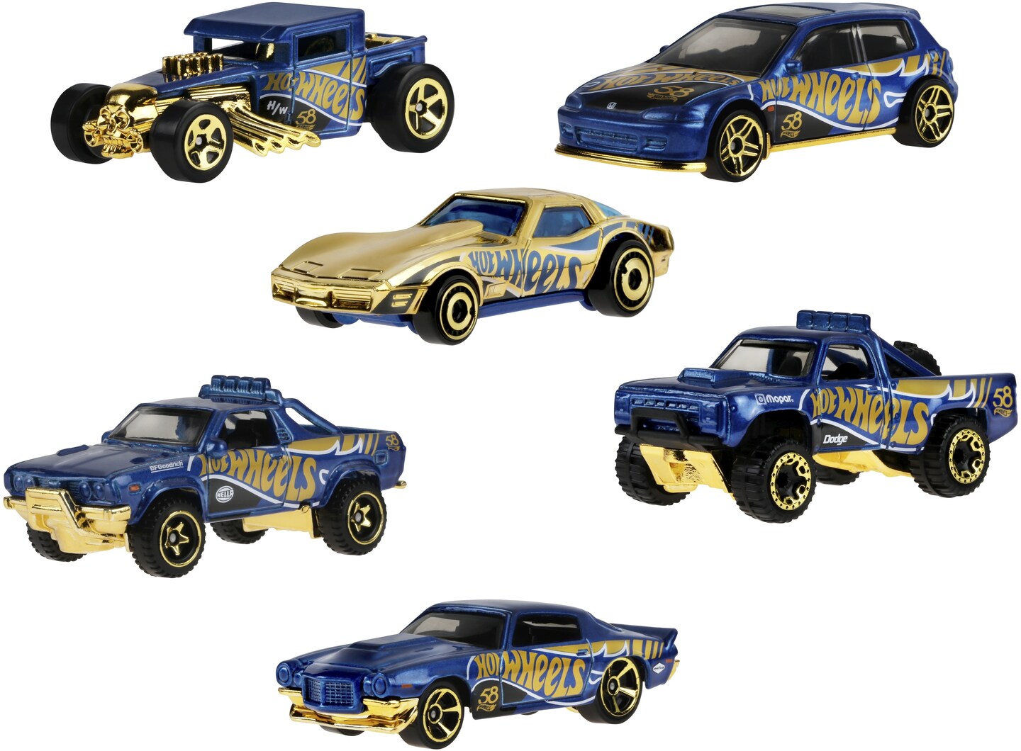 Hot Wheels 1:64 58th Anniversary 24-Piece J Assortment
