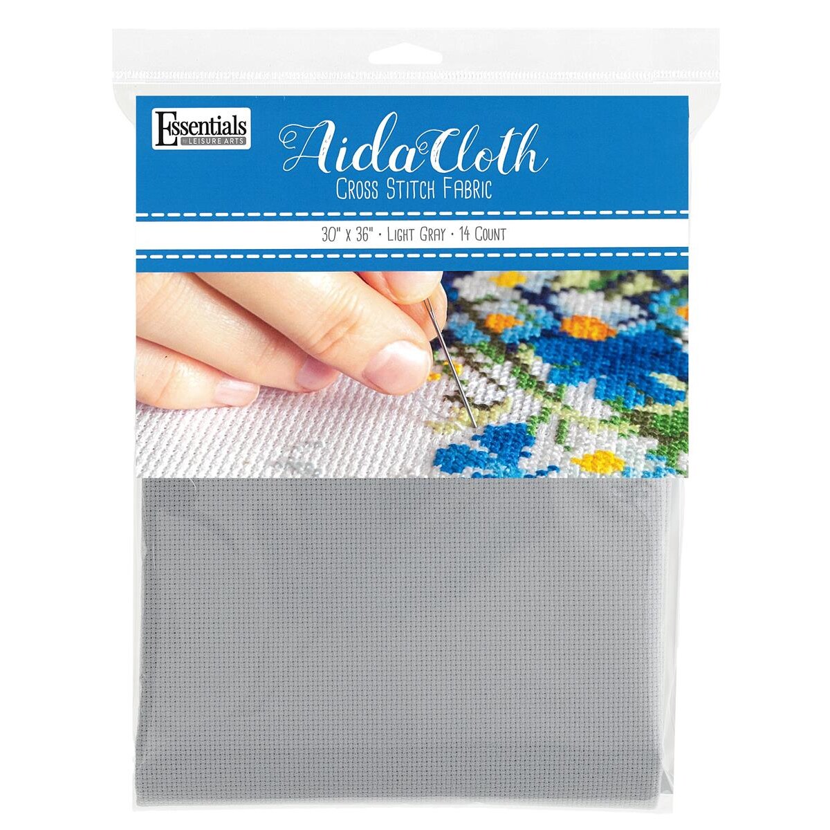 Essential by Leisure Arts Aida Cloth 14 Count, 30"x36", Light Gray – Cross Stitch Fabric & Embroidery Cloth Fabric for DIY Projects, Embroidery, and Crafting