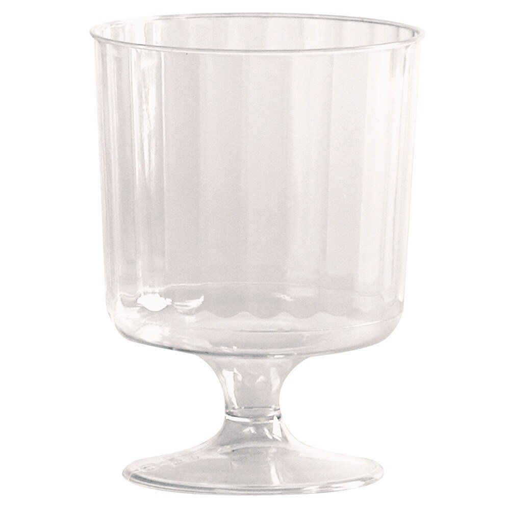 WNA 5 oz. Fluted Classic Crystal Plastic Wine Glasses on Pedestals - Clear (10/Pack, 24 Packs/Carton)
