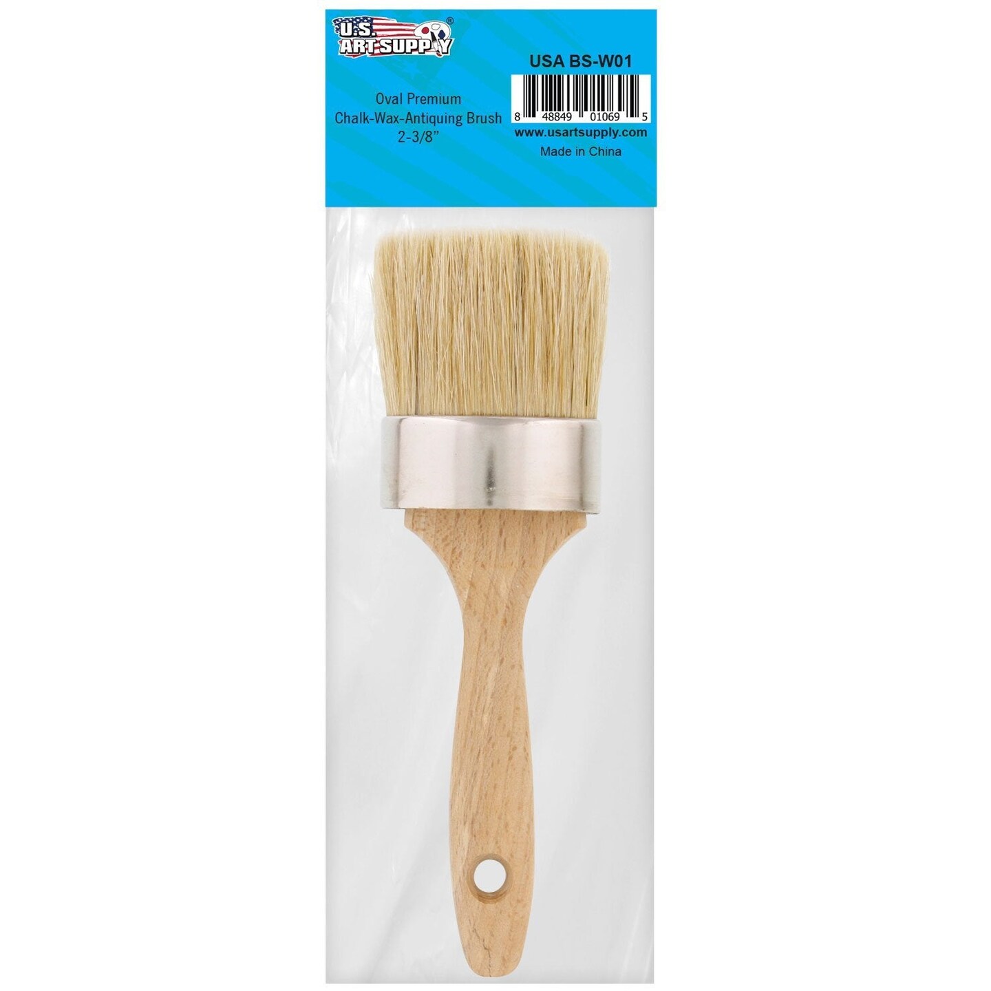 Multi Use 2-1/8&#x22; Oval Chalk and Wax Brush for Chairs, Dressers, Cabinets and Other Wood Furniture - 100% Natural Bristles, Lightweight, Rust Resistant