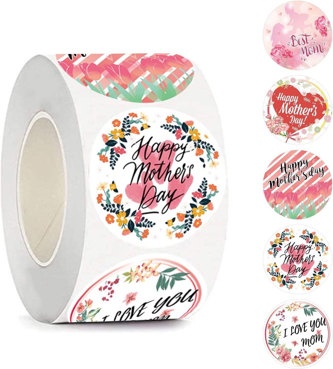 Mother's Day Stickers,1.5 inch 500 Pcs Happy Mother's Day Gift Labels Stickers,for Envelope Seal Cards Boxes Gift Wrap Mothers Day Party Favors Decorations